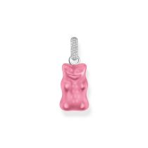 Thomas Sabo PE967-052-9 Colgante grande de plata dorada con forma de oso en rosa con piedras, para mujer