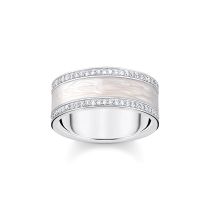 Thomas Sabo TR2446-041-14-58 Anillo banda de plata con circonita blanca y esmalte Damas