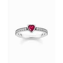 Thomas Sabo TR2448-640-10-54 Anillo solitario de plata con piedra roja + circonita Señoras