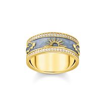 Thomas Sabo TR2450-565-1-58 Anillo banda dorado con circonita blanca y esmalte para señora