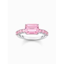 Thomas Sabo TR2451-051-9-56 Anillo solitario de plata con piedras de color rosa Señoras