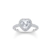 Thomas Sabo TR2477-051-14-56 Anillo halo de plata en forma de corazón con circonita blanca Señoras